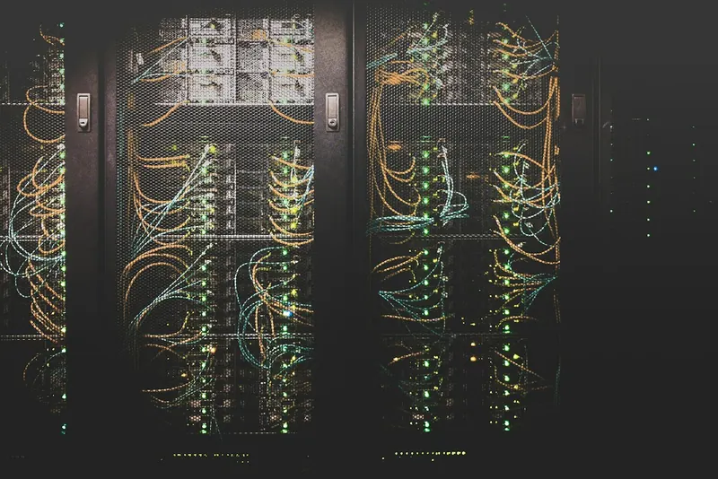 Server racks with network cabling