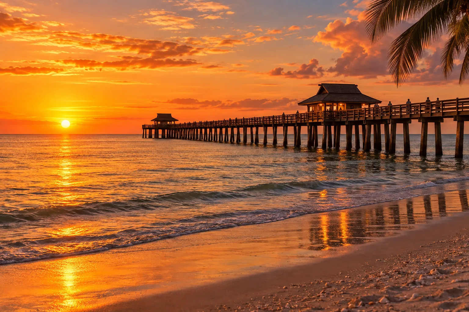 Naples Pier at sunset on the Gulf of Mexico
