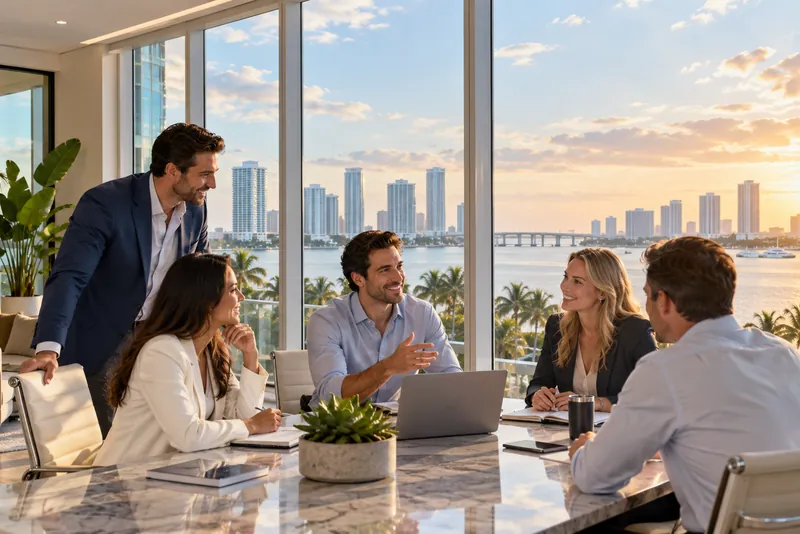 Professional team meeting in a bright office