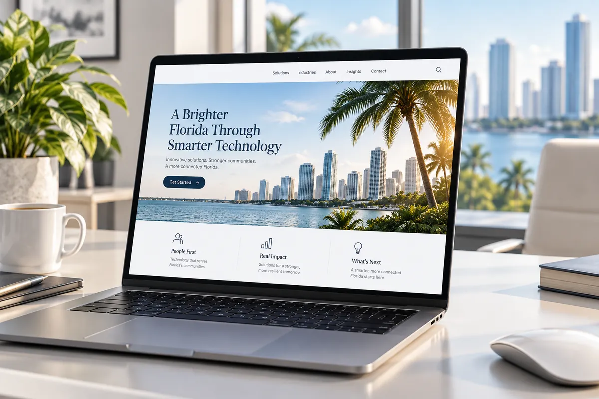 Laptop showing a modern Florida business website
